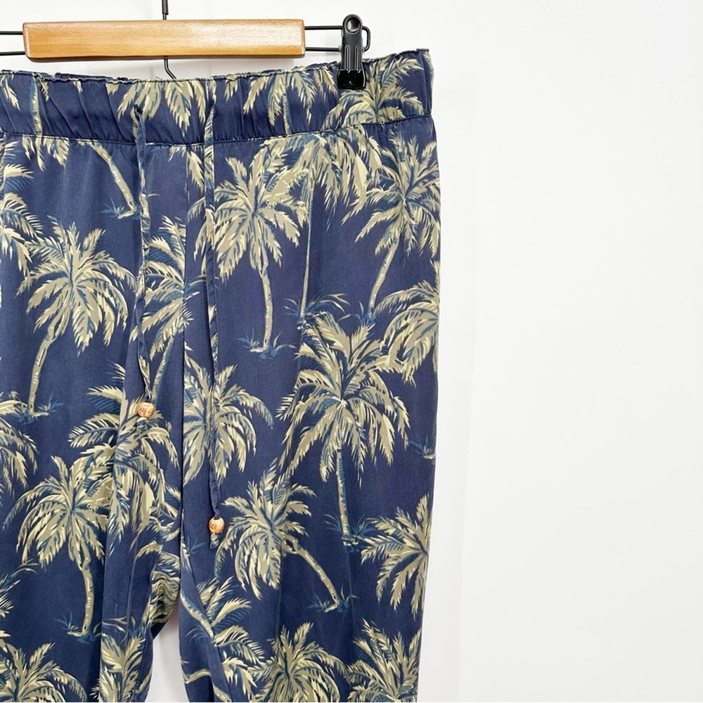 Soft Surroundings Navy Palm Tree Print Tropical Tencel Pants